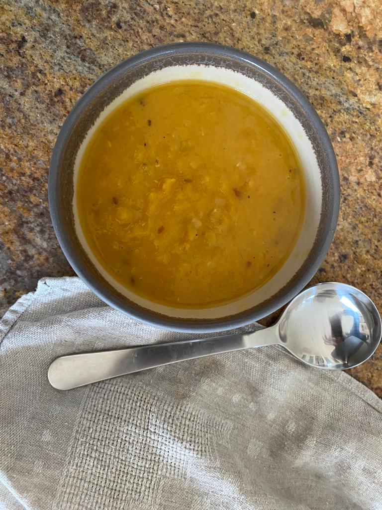 Spiced butternut squash & red lentil soup